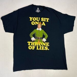 ELF You Sit On A Throne Of Lies Movie Graphic T-shirt Men XXL Black Short Sleeve
